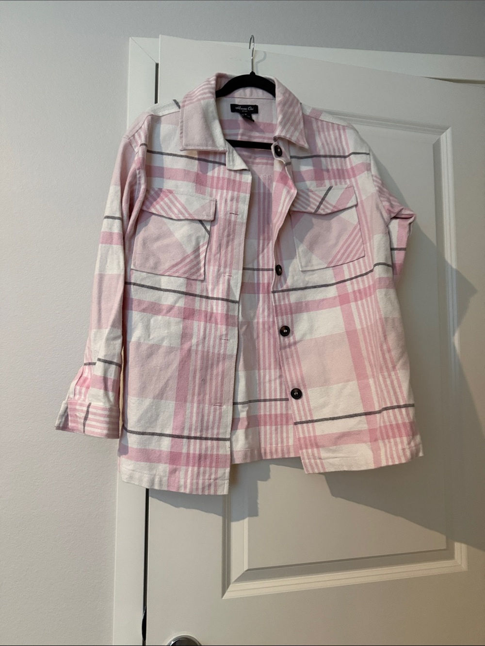 Pink & White Plaid Utility Shacket